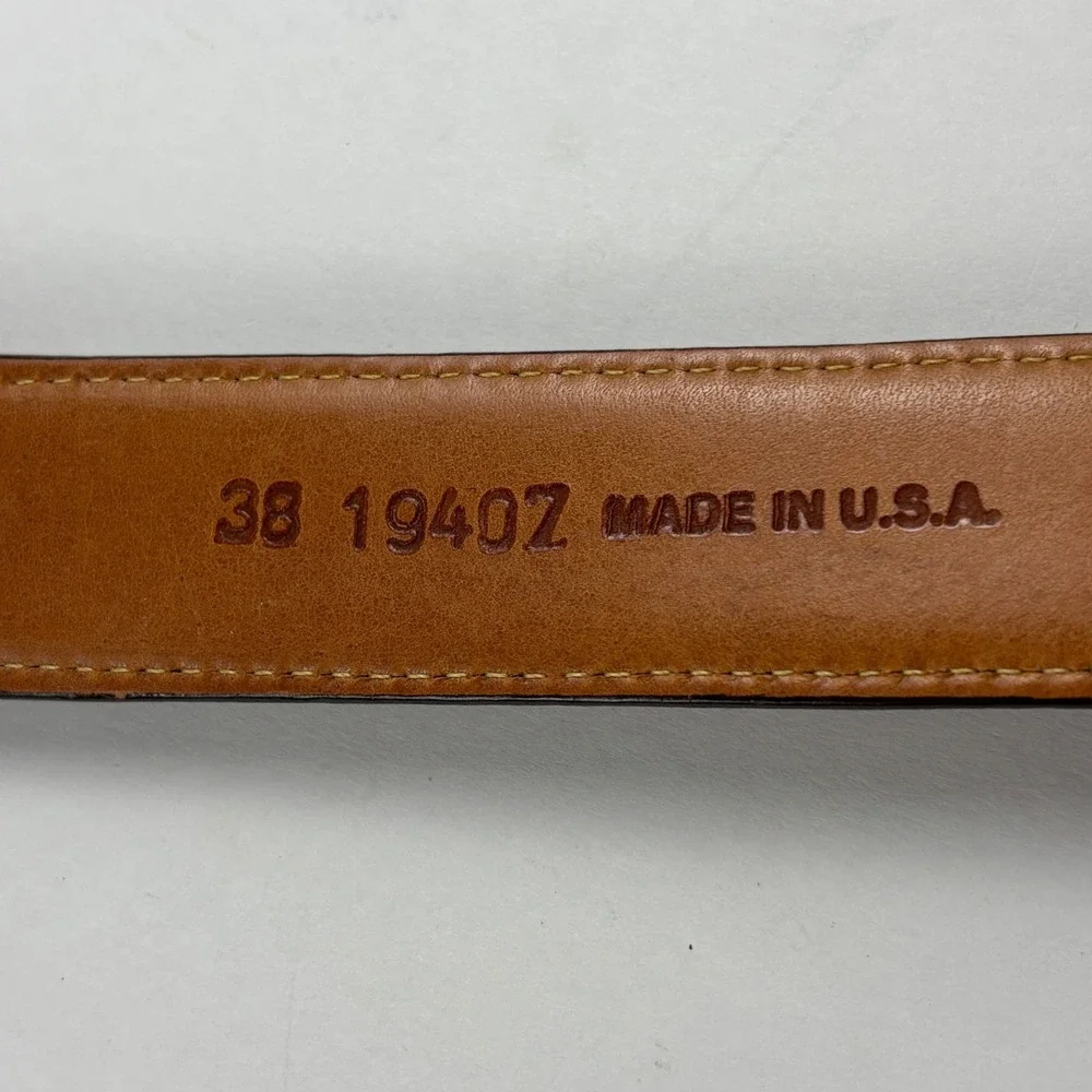 Brighton Onyx Belt Mens 38 Brown Croc Embossed Gold Buckle USA Western Classic